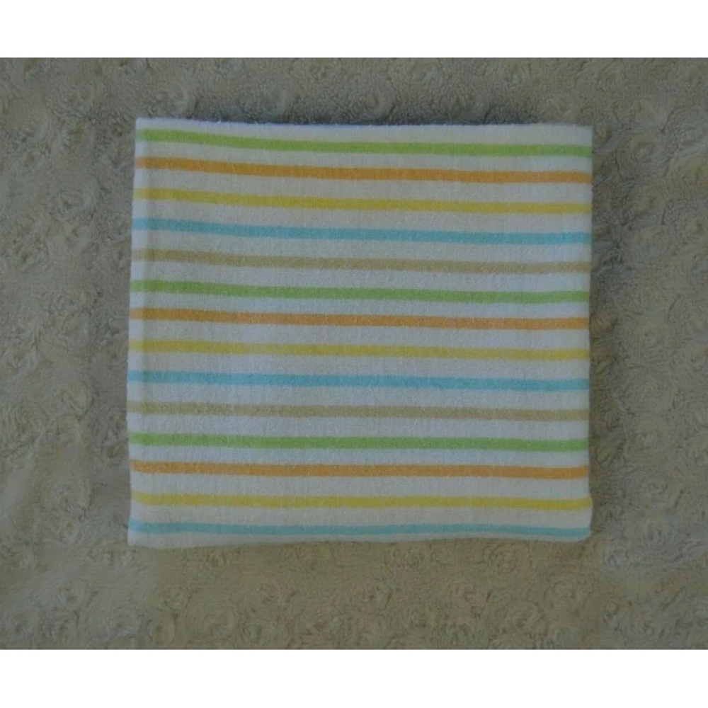 Luvable Friends Stripes Baby Receiving Blanket Flannel White Orange Yellow Blue
